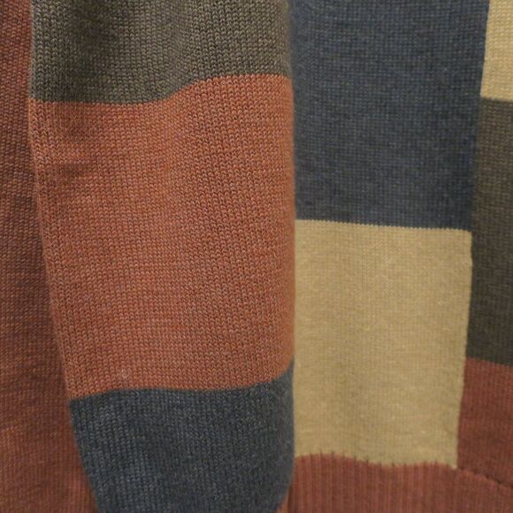 OSCAR DE LA RENTA vintage mens sweater knit brown Large block cotton grandpa pul - Picture 8 of 11